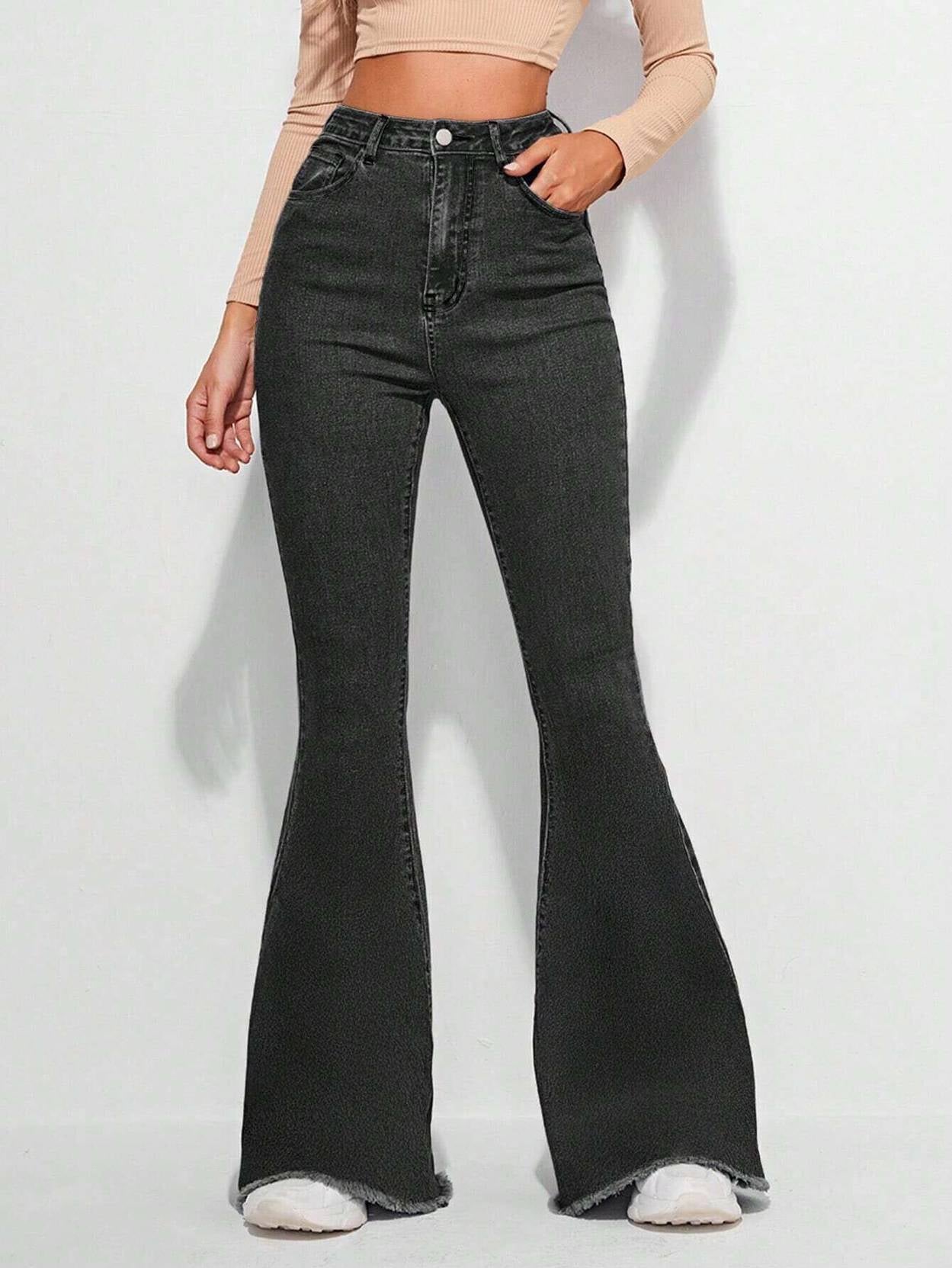 KOTTY Women Boot-Leg High Rise Black Jeans