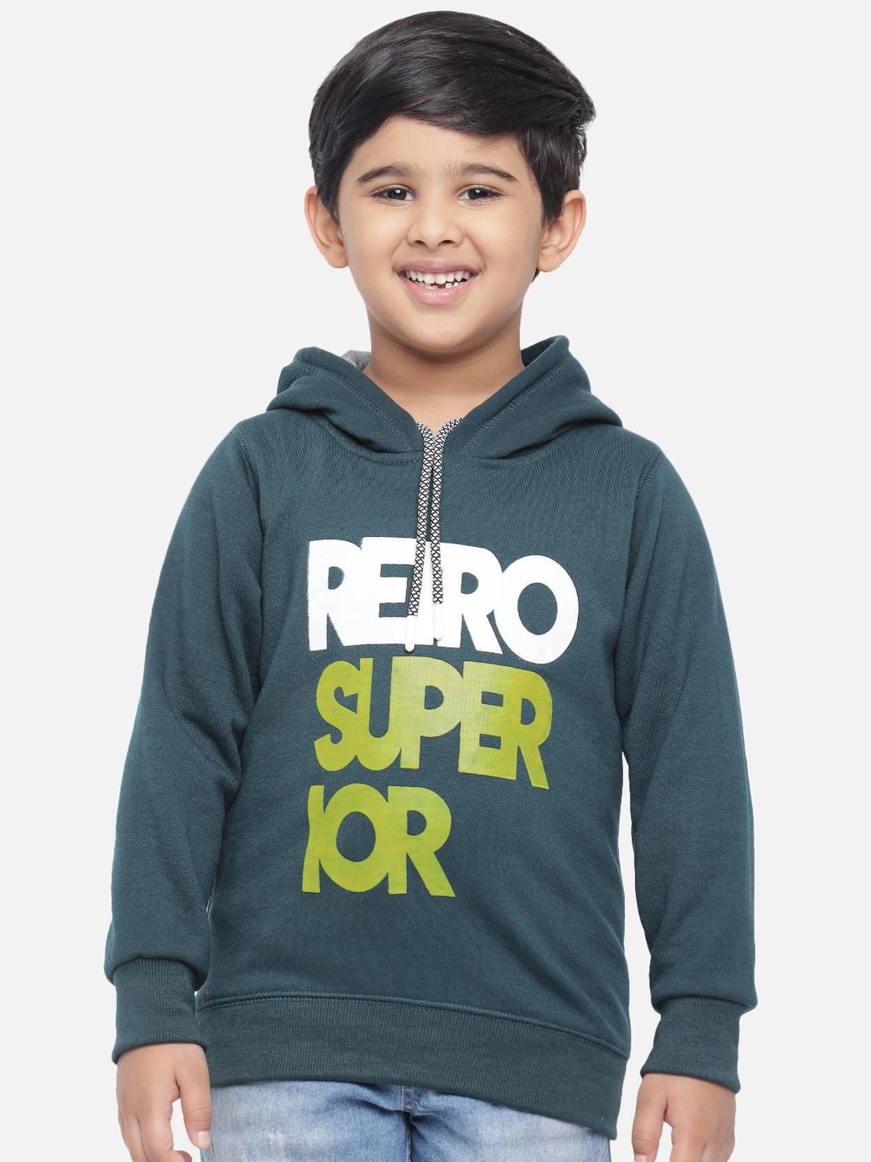 KOTTY Boys Full Sleeve Graphic Print Hooded Sweatshirt