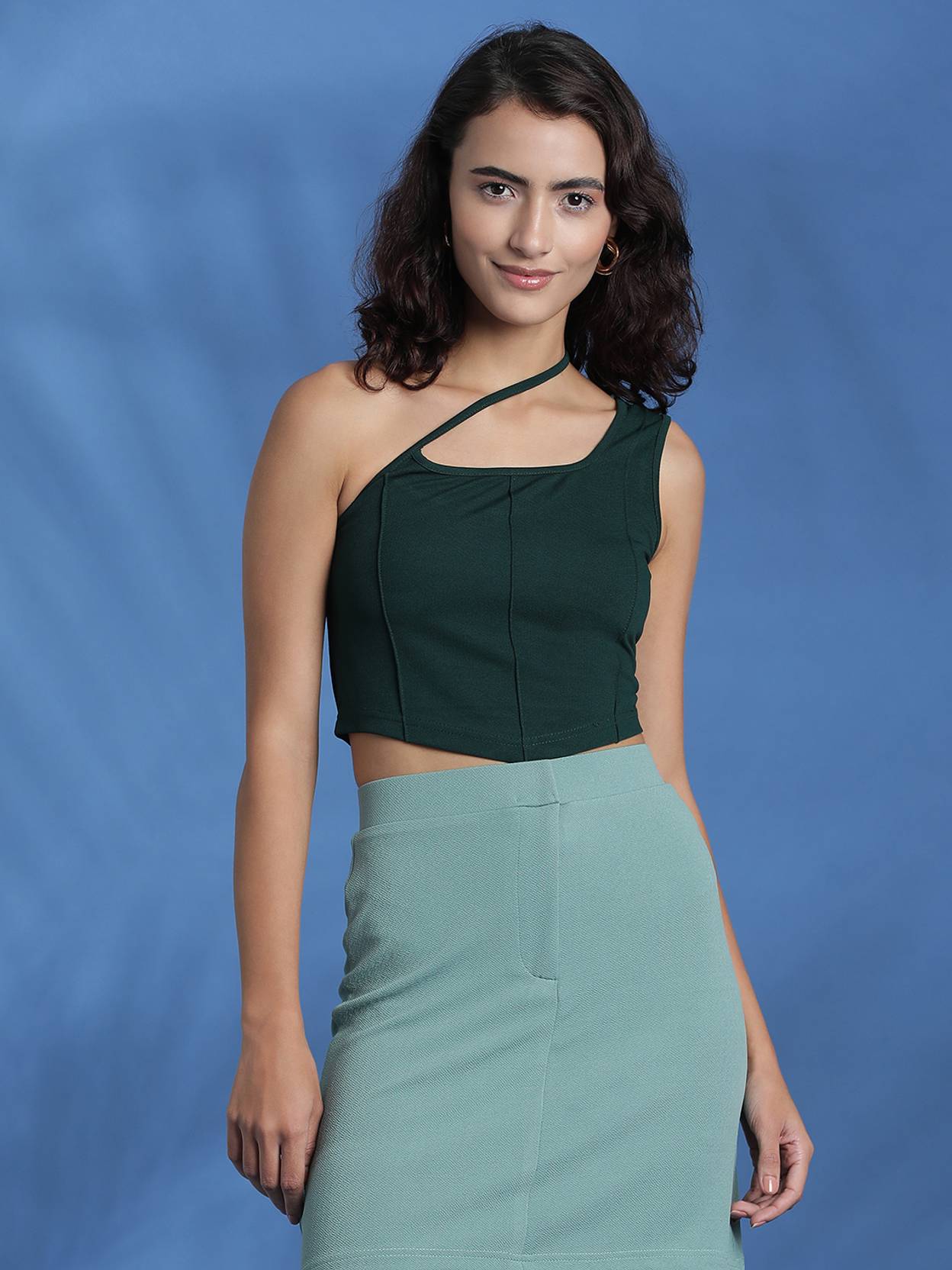KOTTY Casual Sleeveless Solid Women Green Top