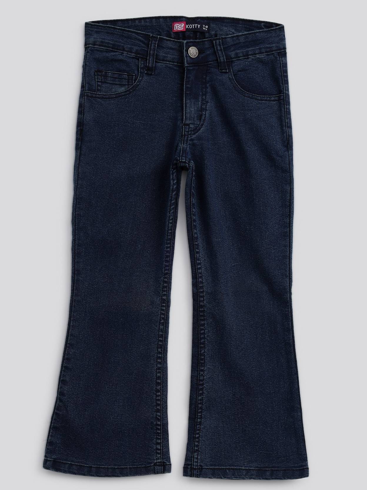 KOTTY Girls Flared Mid Rise Dark Blue Jeans