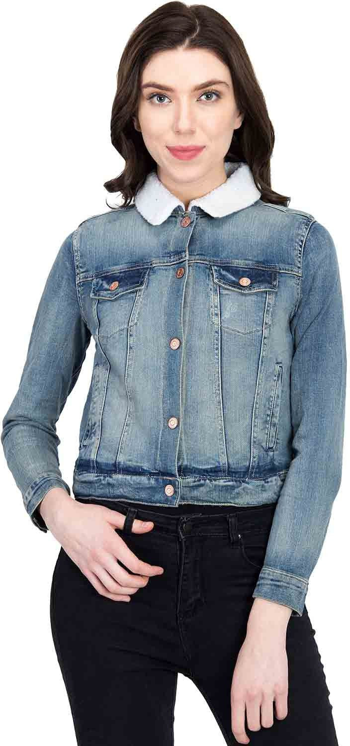 KOTTY Blue Solid Women Denim Jacket - KTTDENIMJACKET156L