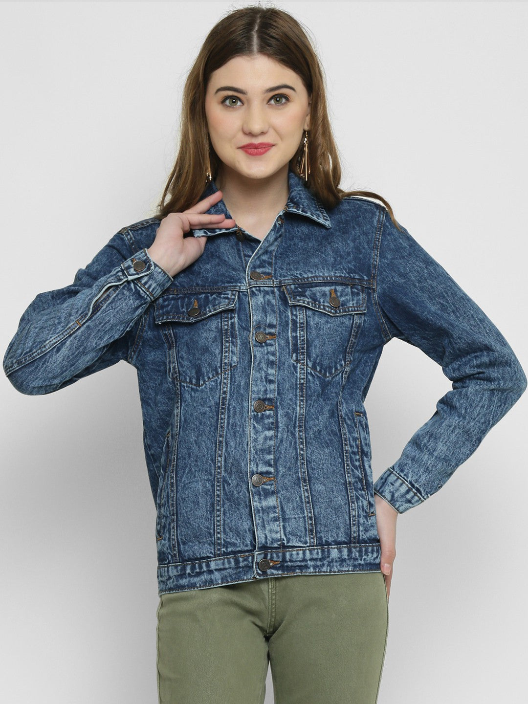 KOTTY Blue Solid Women Denim Jacket - KTTDENIMJACKET225L