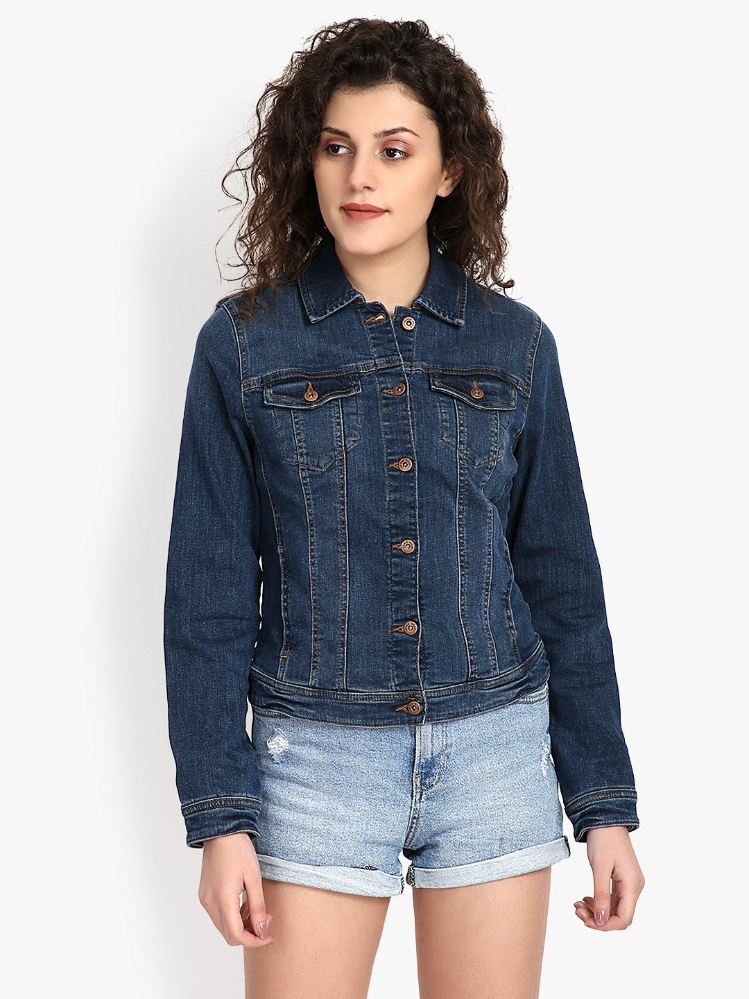 KOTTY Blue Solid Women Denim Jacket - KTTDENIMJACKET241L