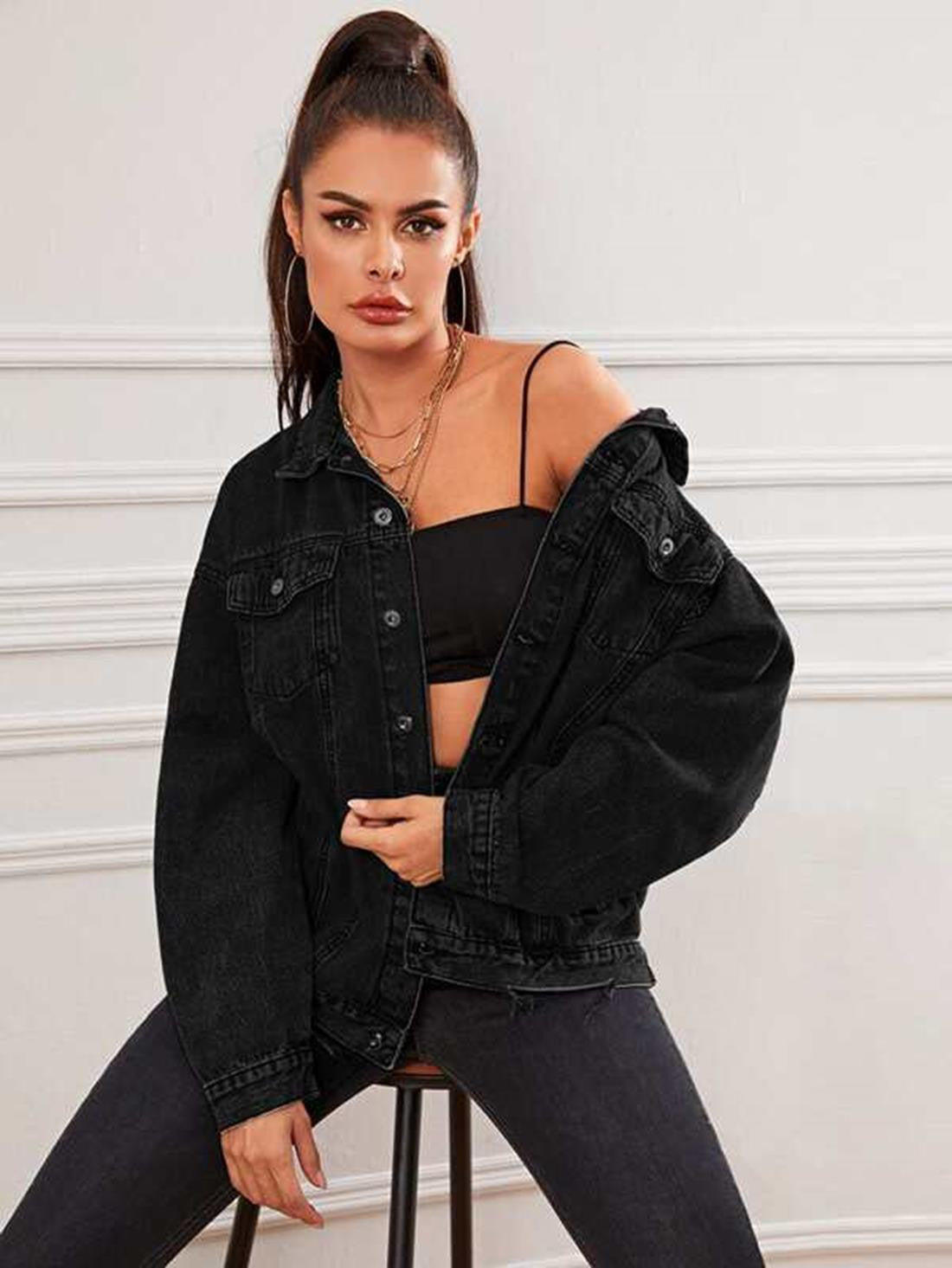 KOTTY Full Sleeve Solid Women Denim Jacket