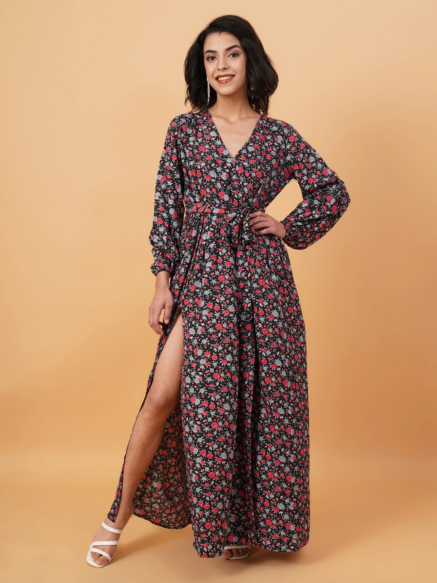 KOTTY Women's Maxi V-Neck Dress
