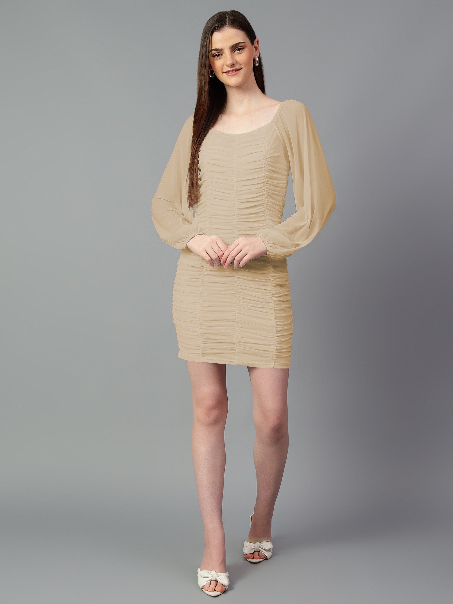 KOTTY Women's Solid Full Slave Squire Nack Dress