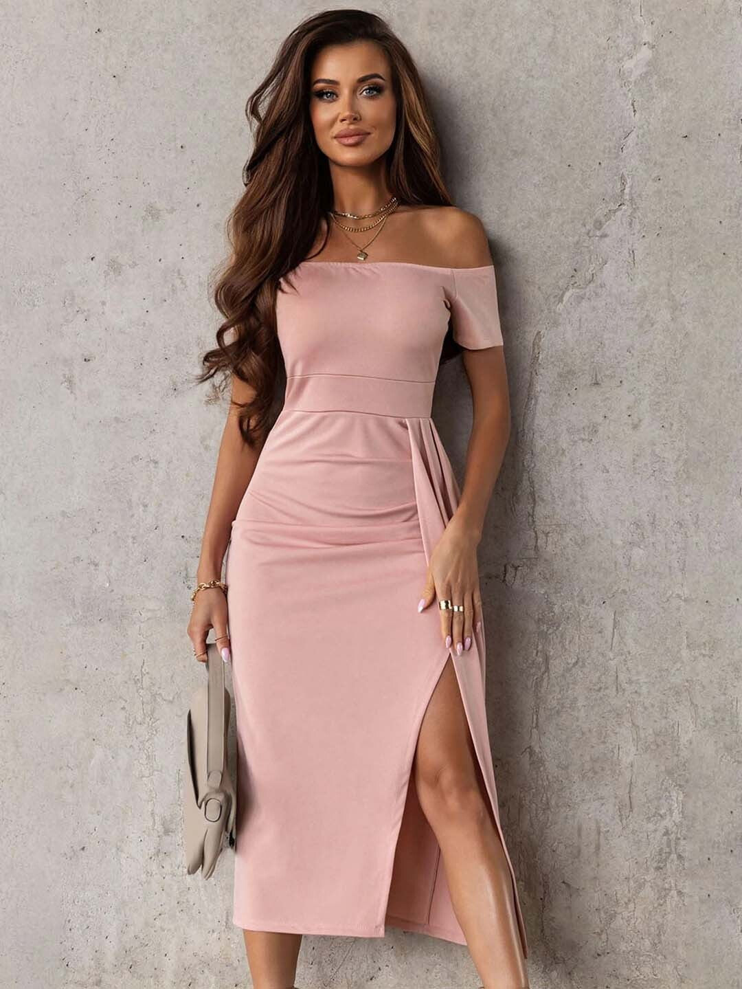 KOTTY Women's Solid Mesa Pink Stylish Dress