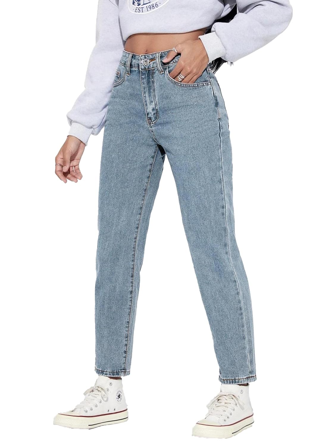 KOTTY Women High Rise Cotton Lycra Blend Ankle Length Jeans Blue