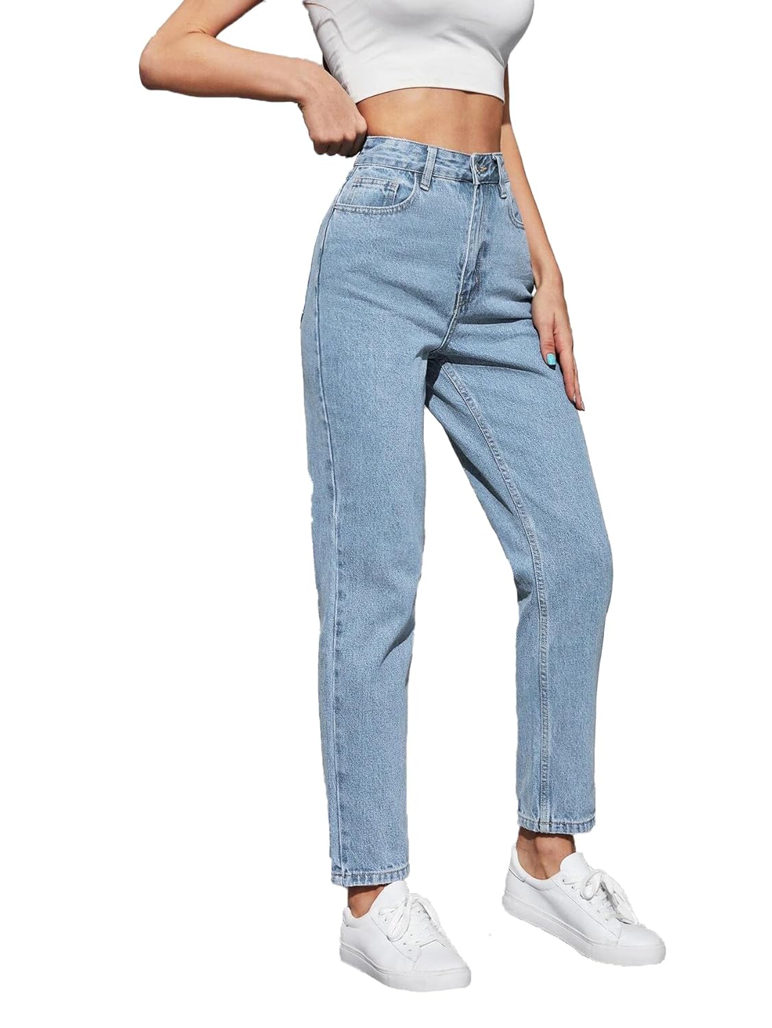 KOTTY Women High Rise Cotton Lycra Blend Ankle Length Jeans Sky Blue