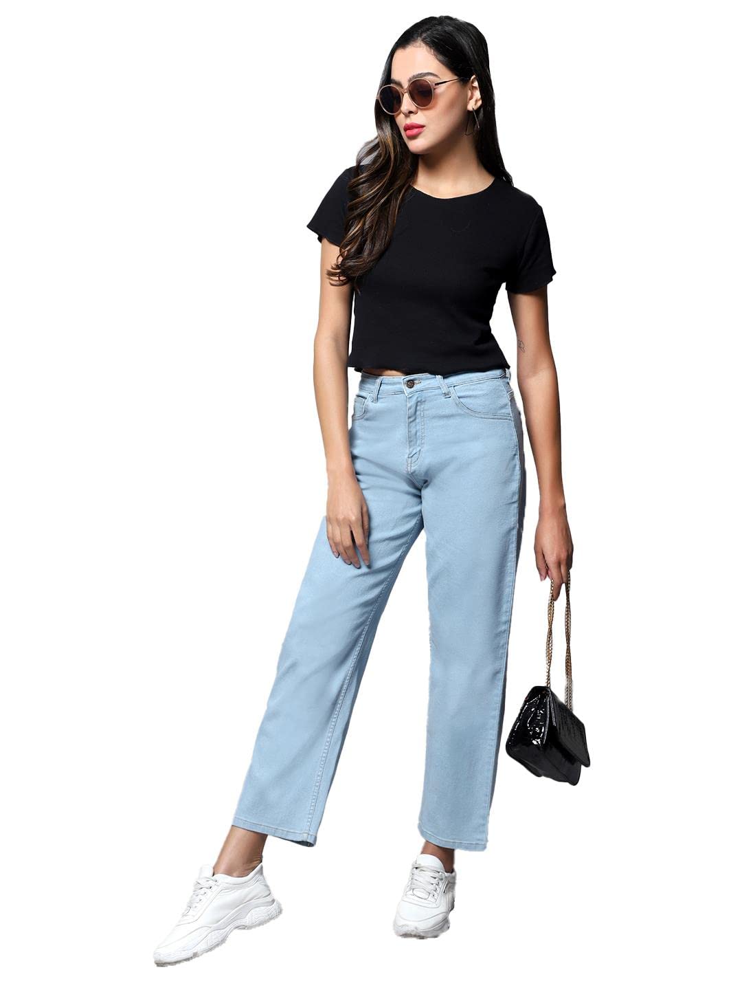 KOTTY Womens Cotton Lycra Blend Straight Fit High Rise Jeans