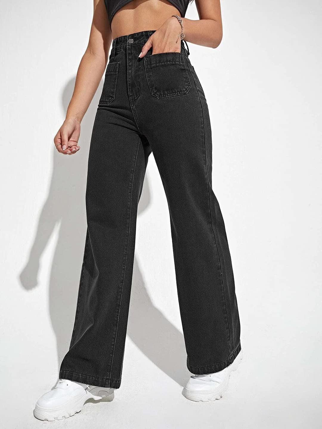 KOTTY Womens High Rise Cotton Lycra Solid Jeans