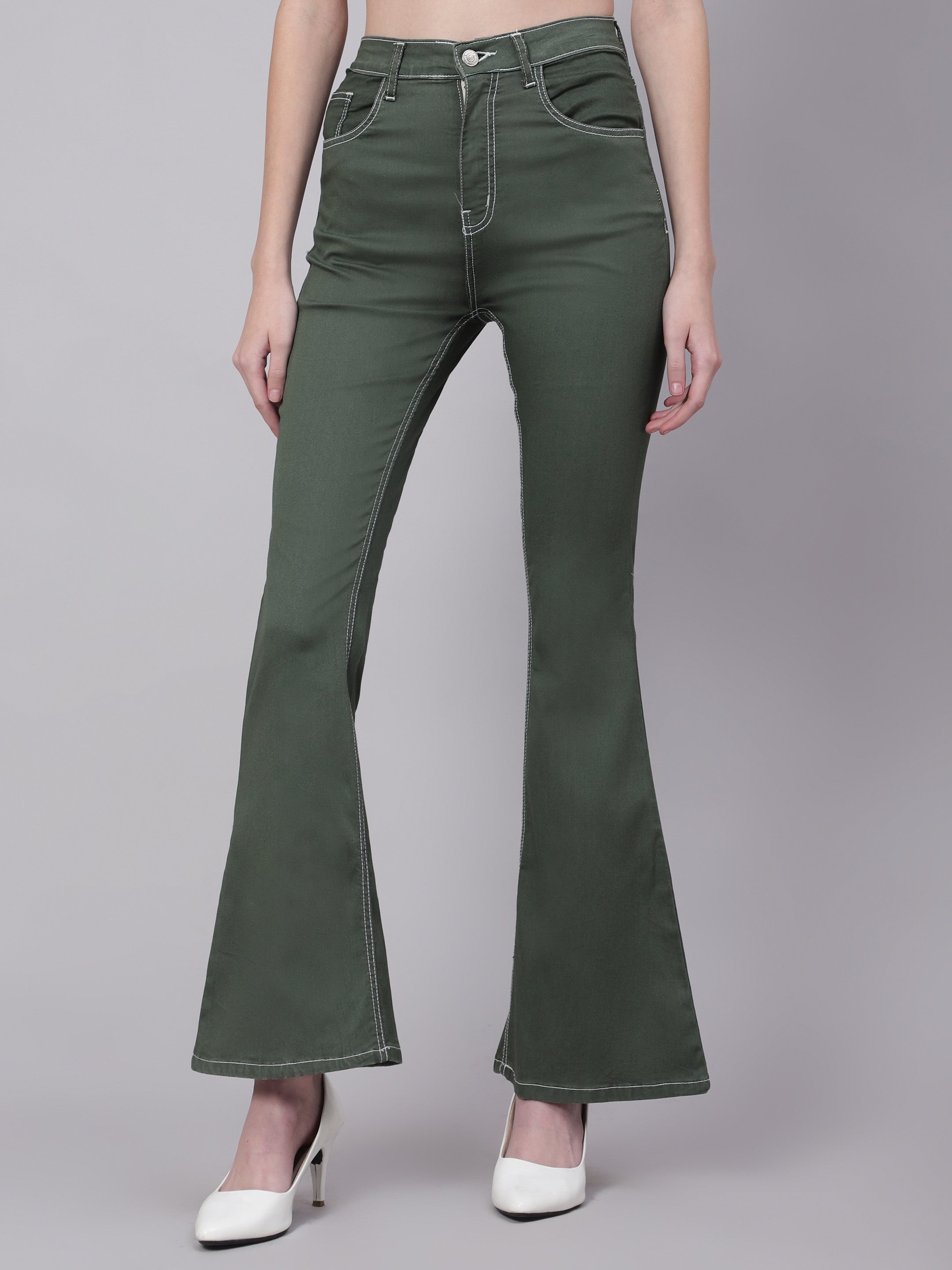 KOTTY Boot-Leg Women Dark Green Jeans