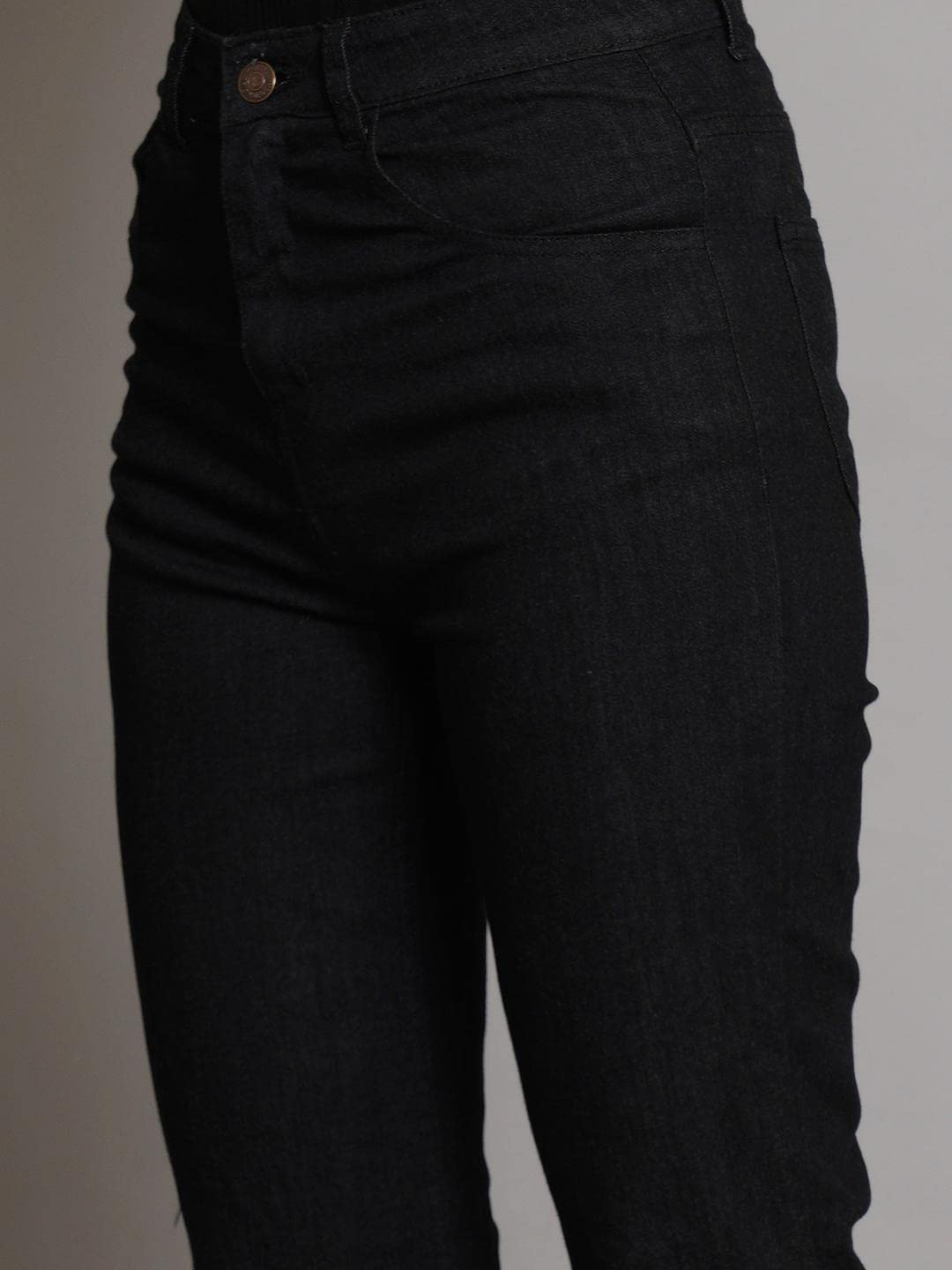KOTTY Womens Cotton Lycra Blend Bootleg Fit High Rise Jeans Oil Black