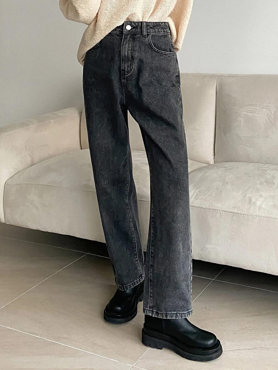 KOTTY Women's High Rise Cotton Lycra Blend Ankle Length Relaxed Fit Jeans