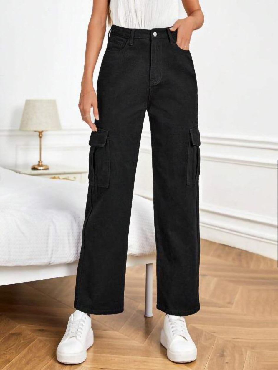 KOTTY Cargo Regular Women Black Jeans