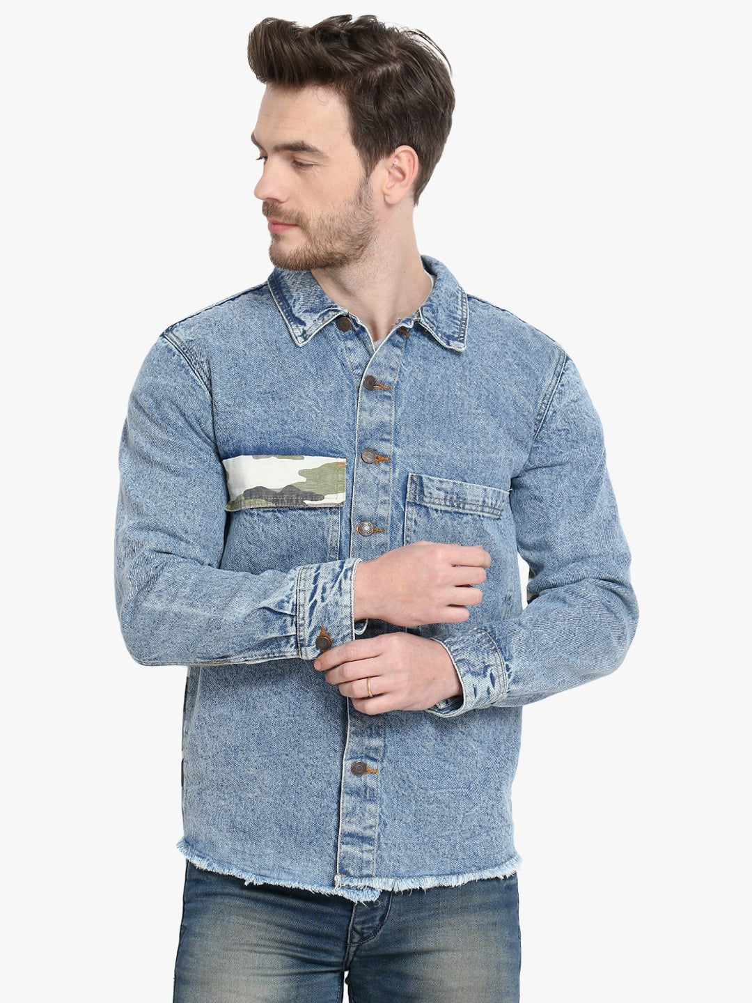 KOTTY Full Sleeve Washed, Printed Men Denim Jacket