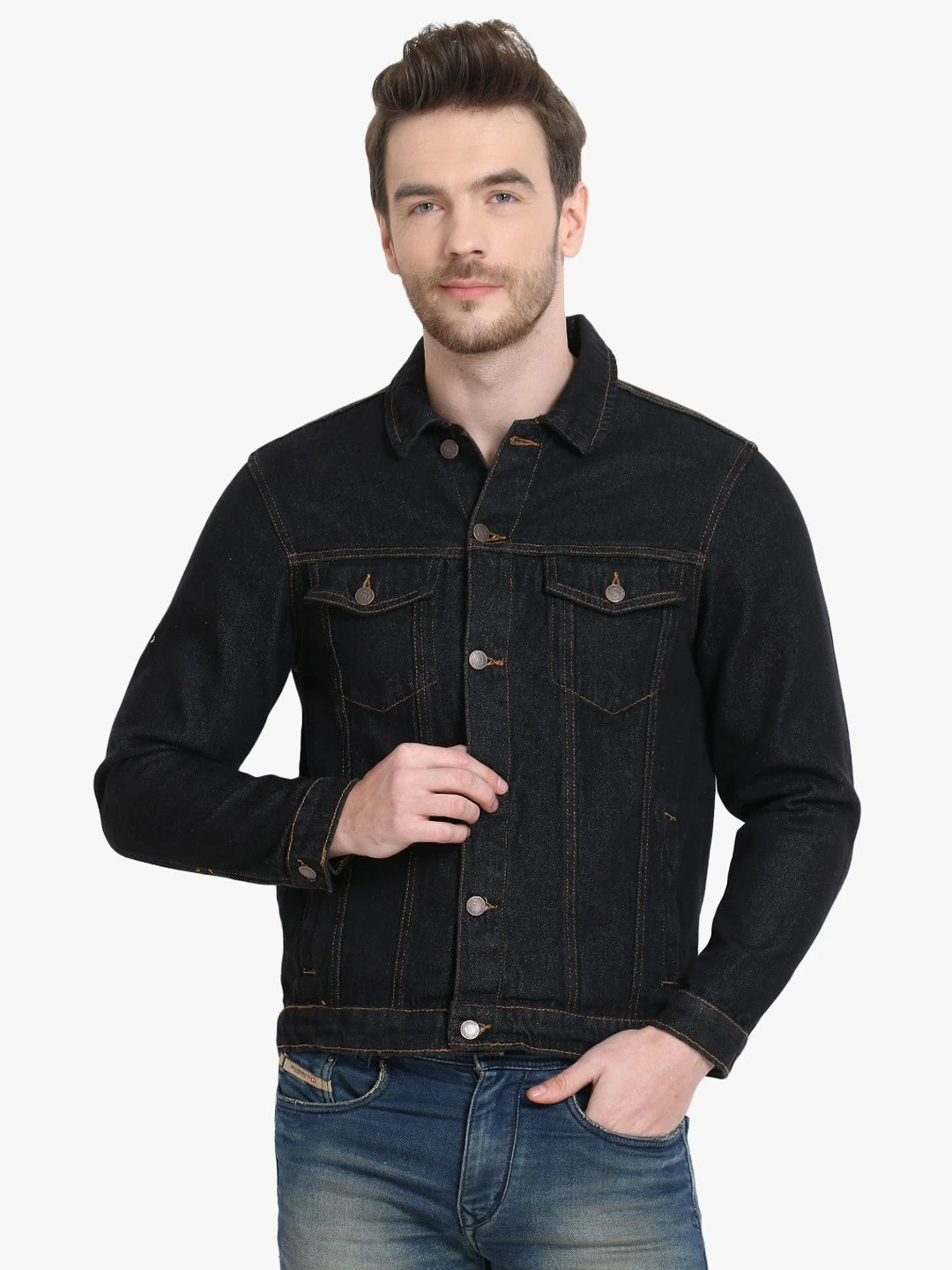 KOTTY Full Sleeve Solid Men Denim Jacket