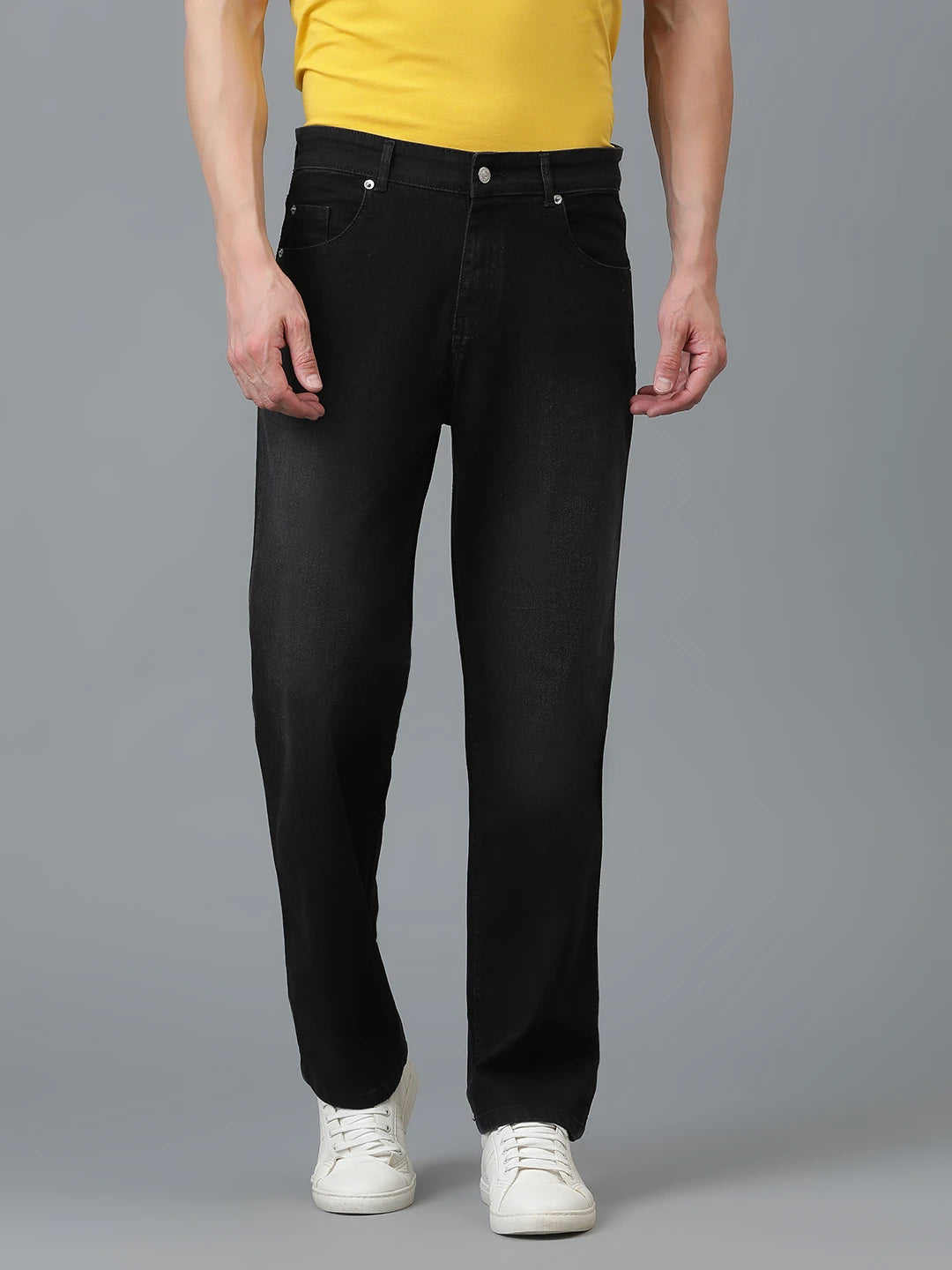 KOTTY Men's Solid Mid Rise Comfortable and Strechable Stylish Jeans