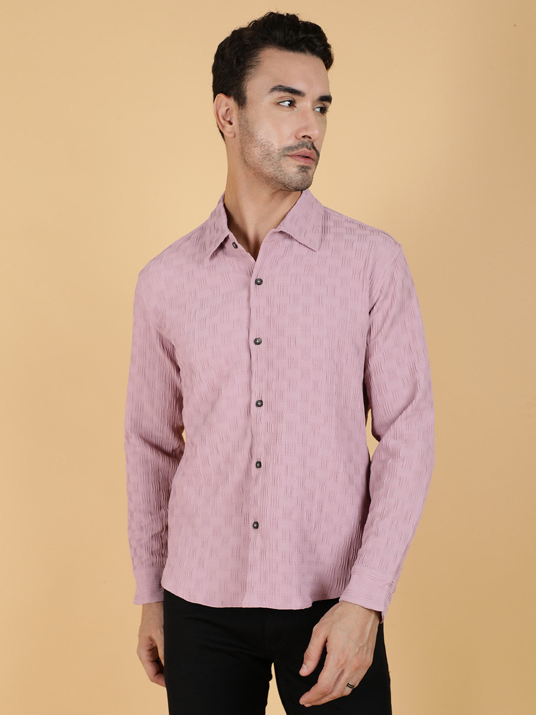 KOTTY Men Solid Casual Pink Shirt