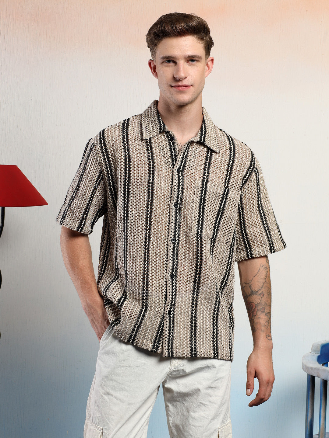 KOTTY Men Striped Casual Multicolor Shirt