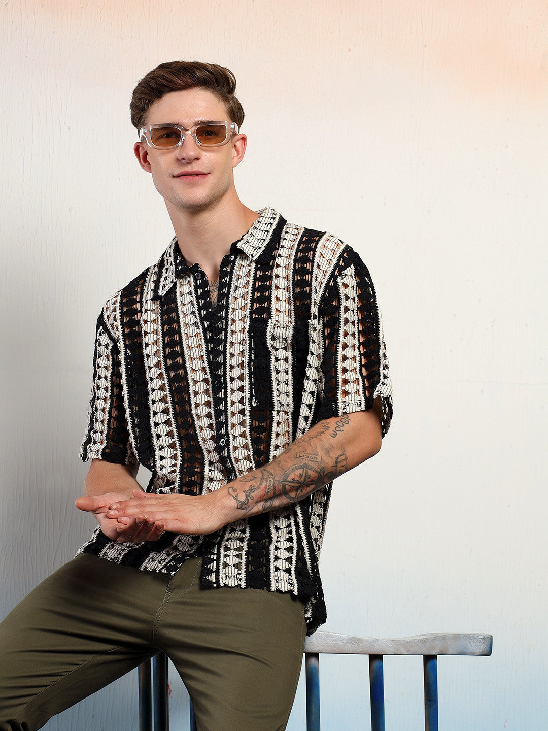 KOTTY Men Striped Casual Multicolor Shirt