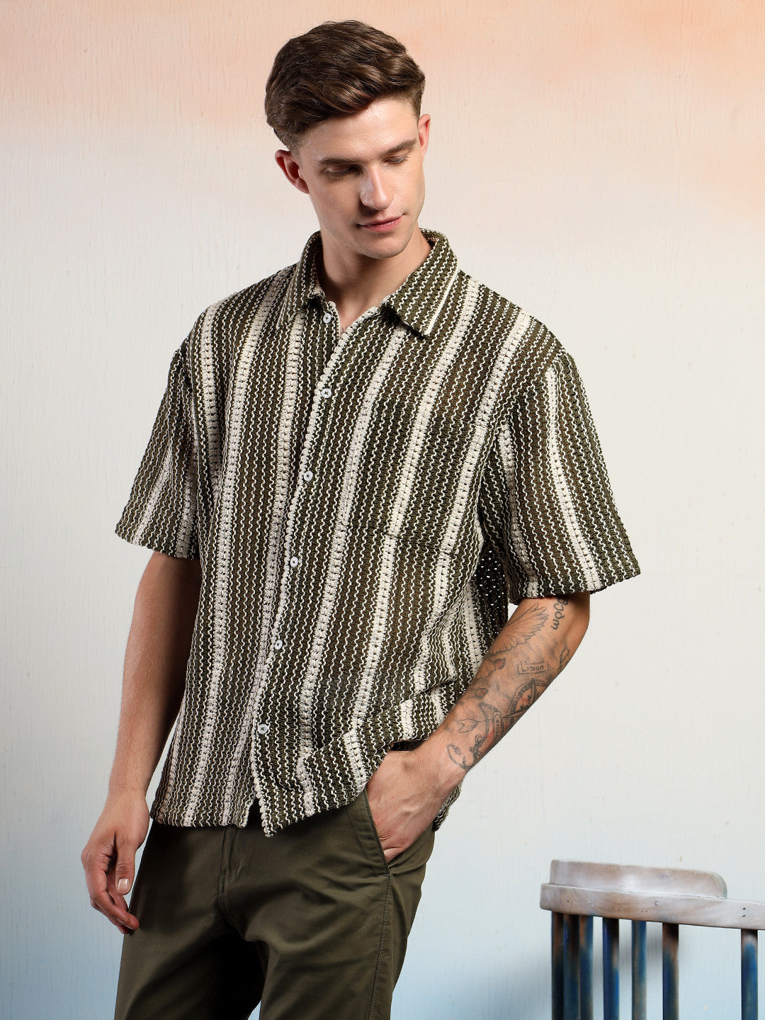 KOTTY Men Striped Casual Multicolor Shirt