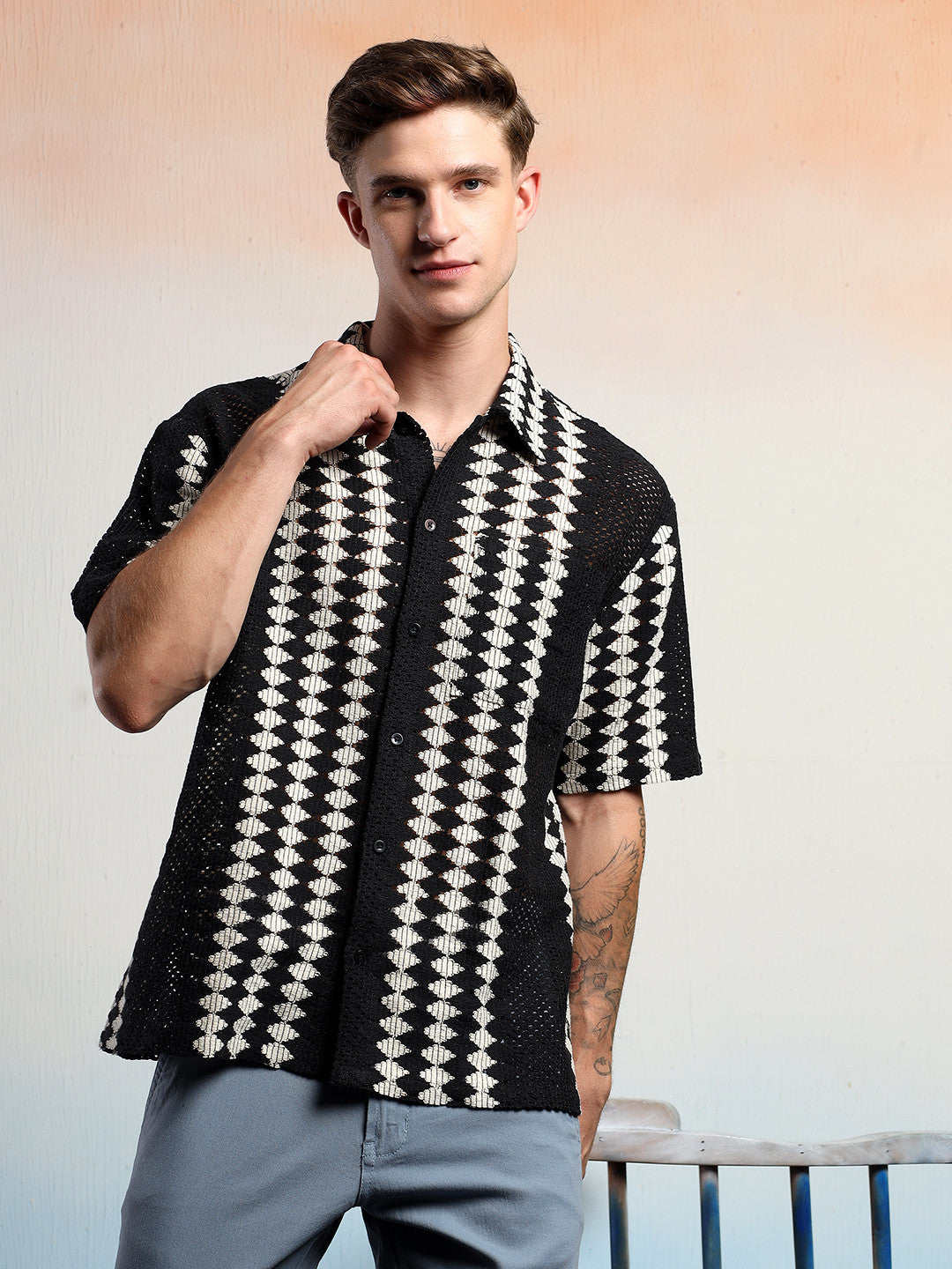 KOTTY Men Striped Casual Multicolor Shirt