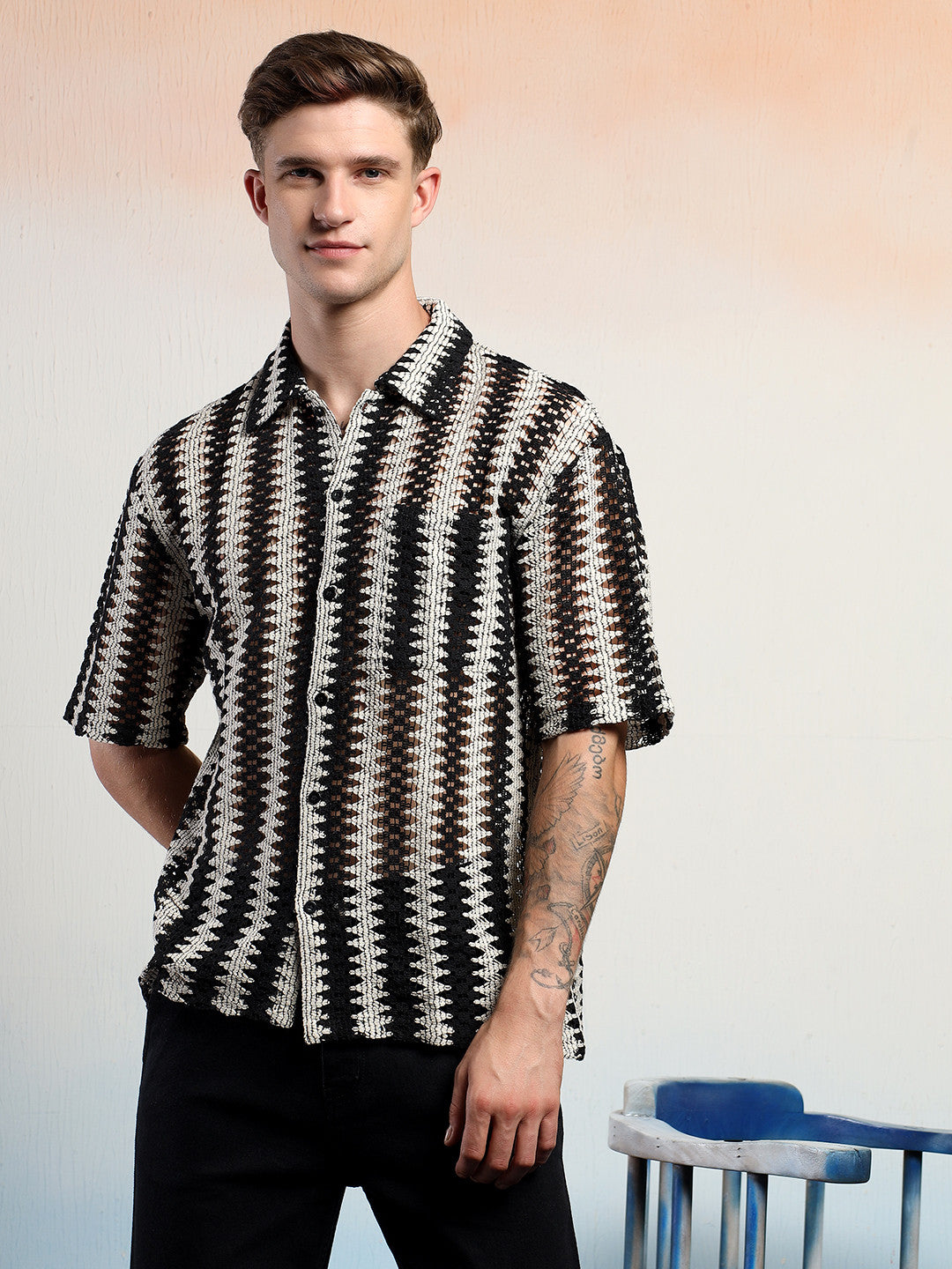 KOTTY Men Striped Casual Multicolor Shirt