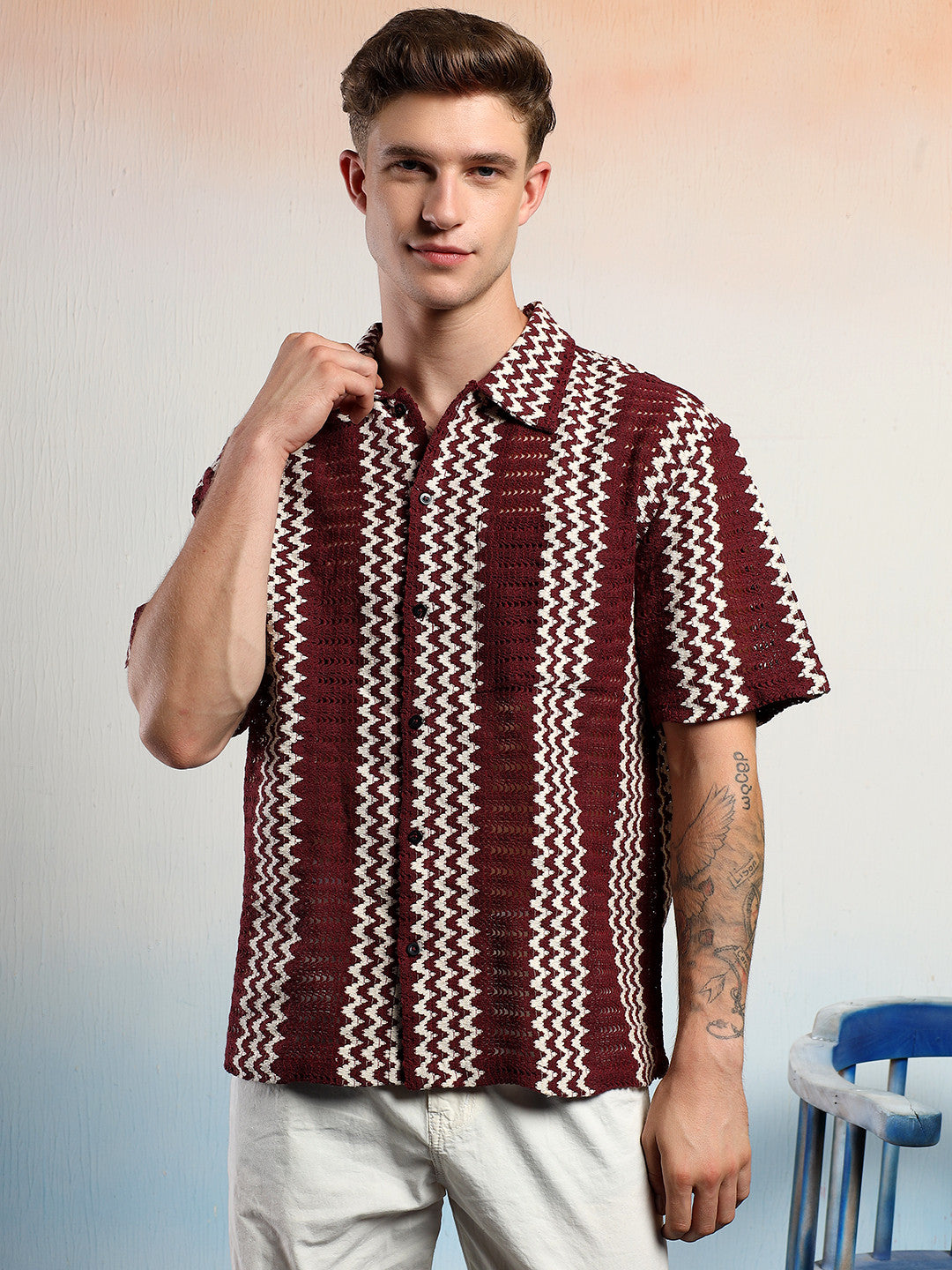 KOTTY Men Striped Casual Multicolor Shirt
