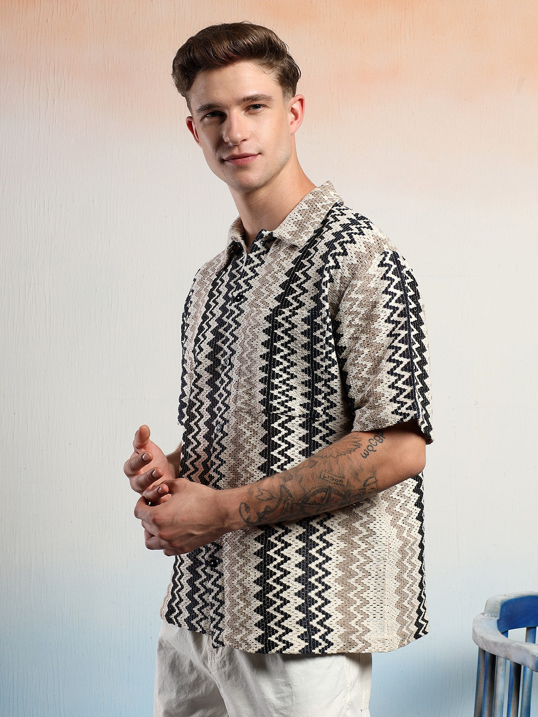 KOTTY Men Striped Casual Multicolor Shirt