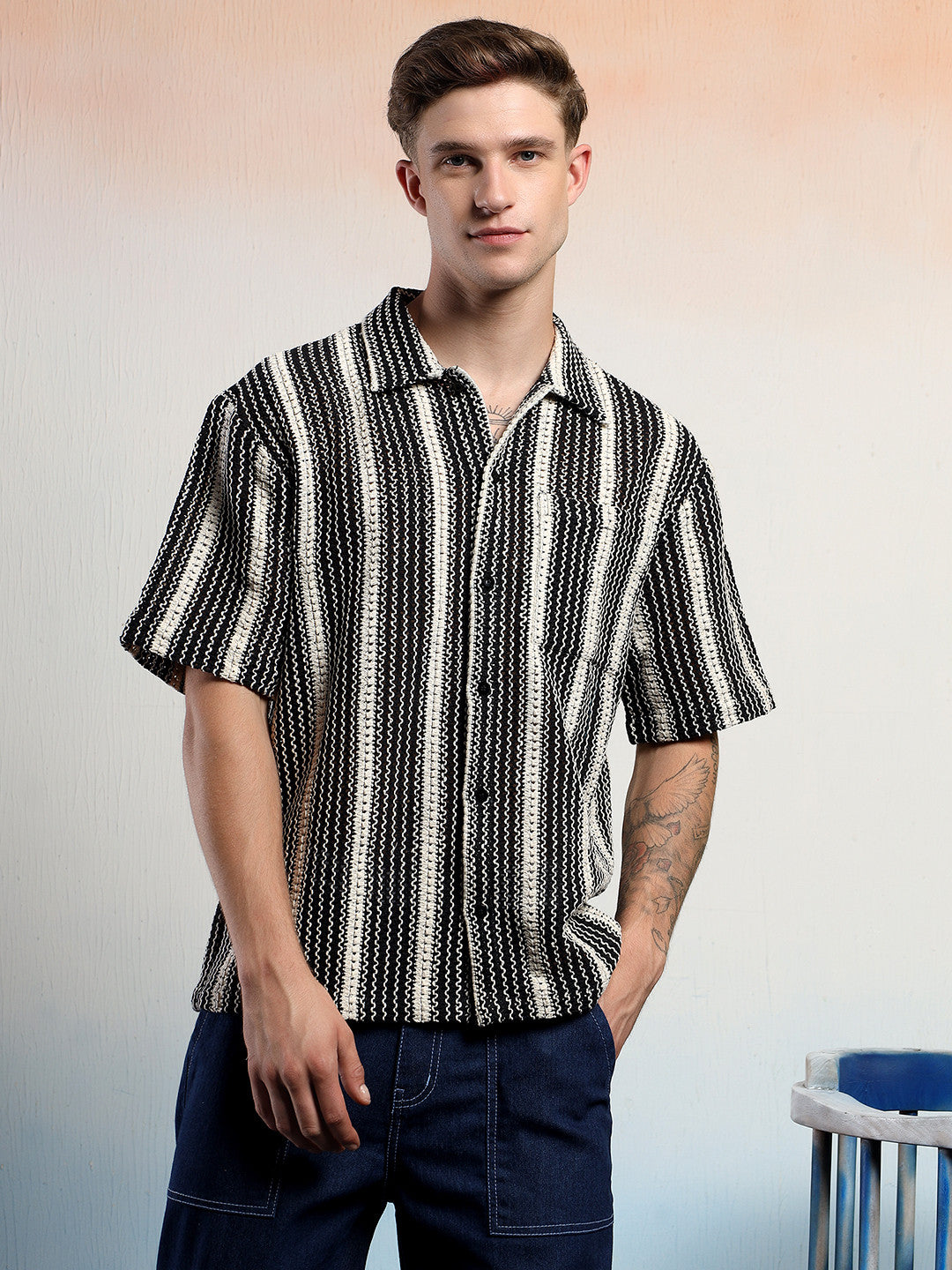 KOTTY Men Striped Casual Multicolor Shirt