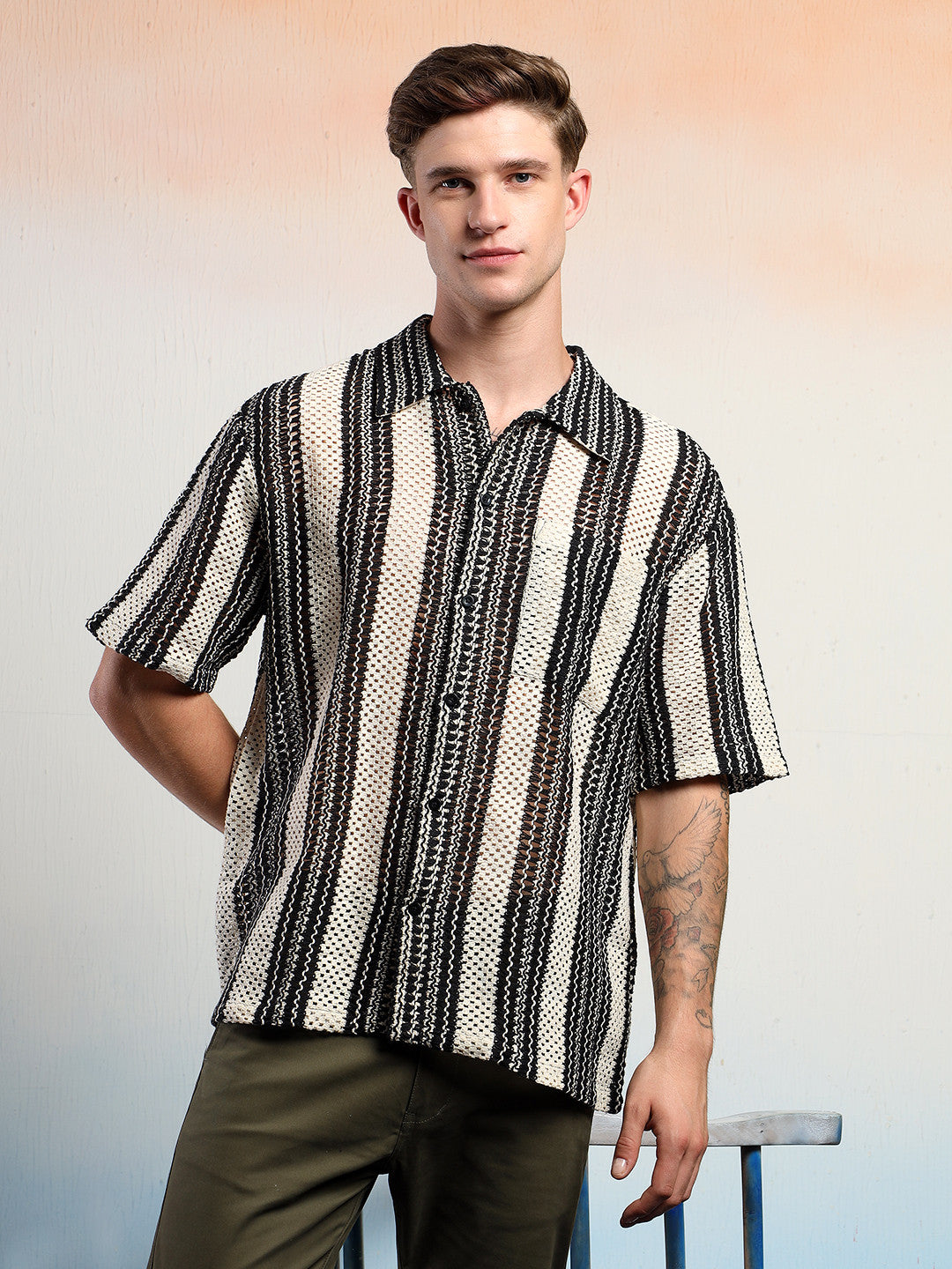 KOTTY Men Striped Casual Multicolor Shirt