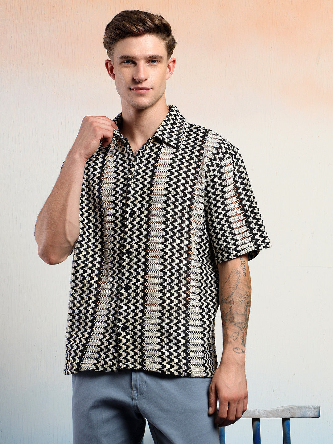 KOTTY Men Striped Casual Multicolor Shirt