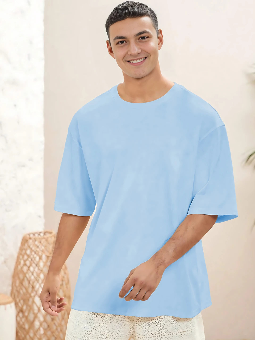 KOTTY Printed Men Round Neck Blue T-Shirt