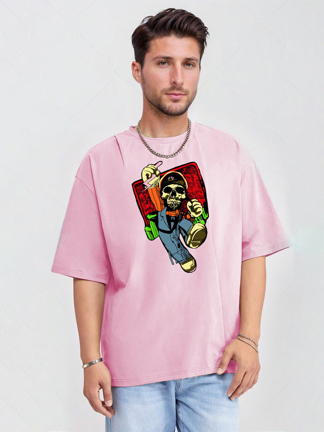 KOTTY Printed Men Round Neck Pink T-Shirt