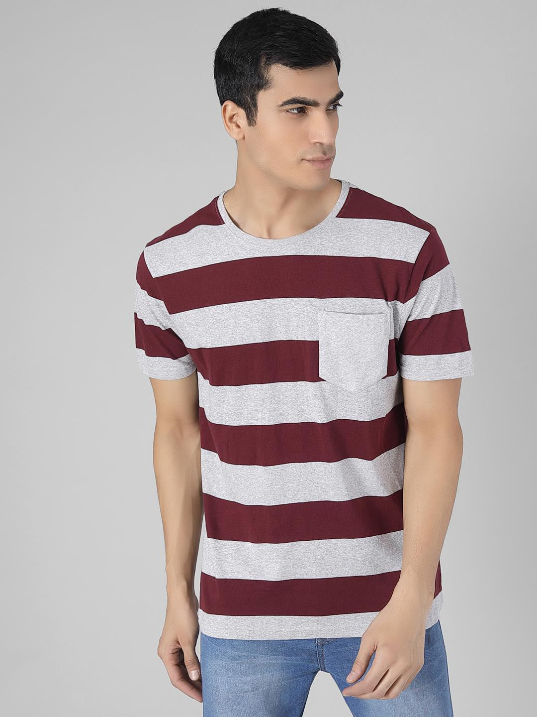 KOTTY Striped Men Round Neck Multicolor T-Shirt