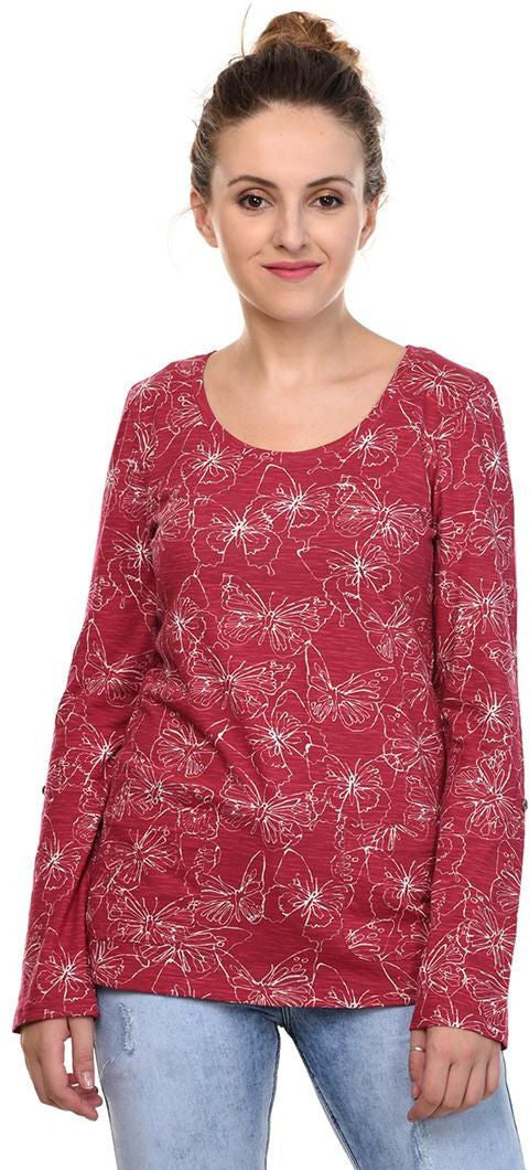 KOTTY Casual Full Sleeve Printed Women Red Top