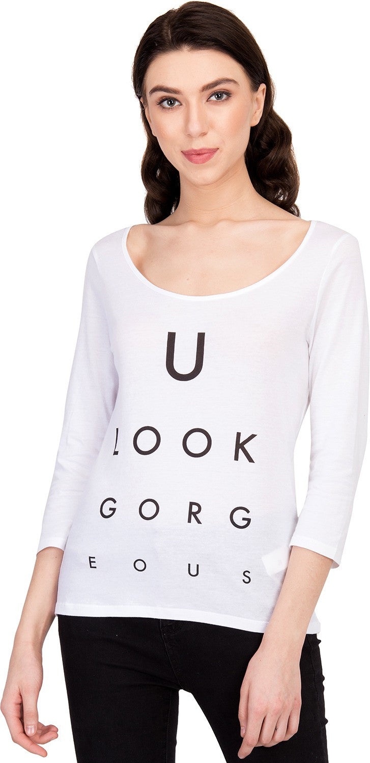 KOTTY Casual Regular Sleeve Printed Women White Top