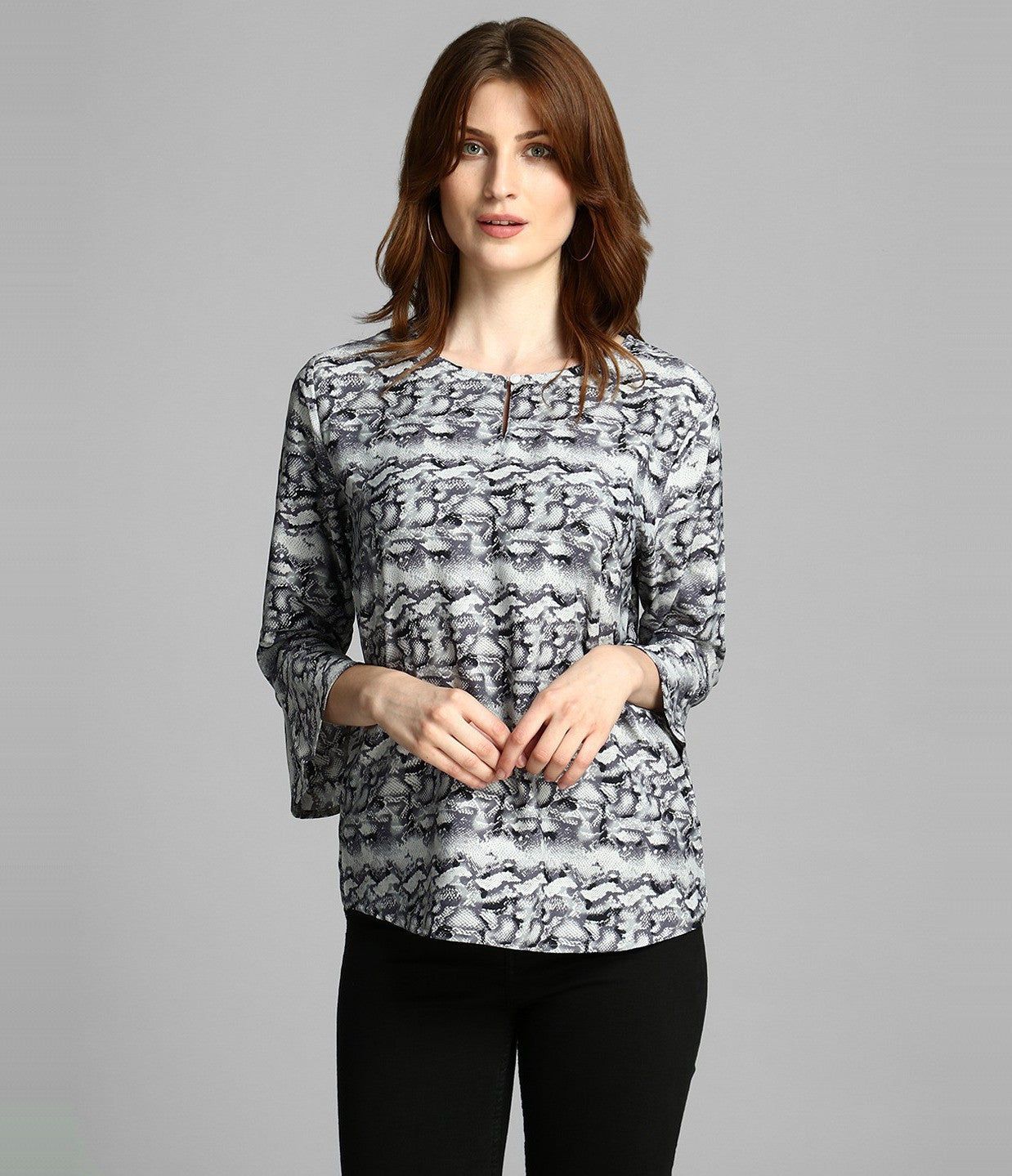 4 Sleeve Floral Print Women Multicolor Top