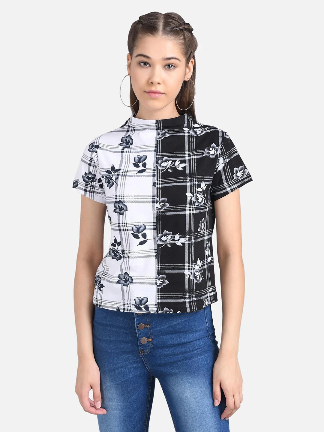 KOTTY Casual Half Sleeve Printed Women Multicolor Top