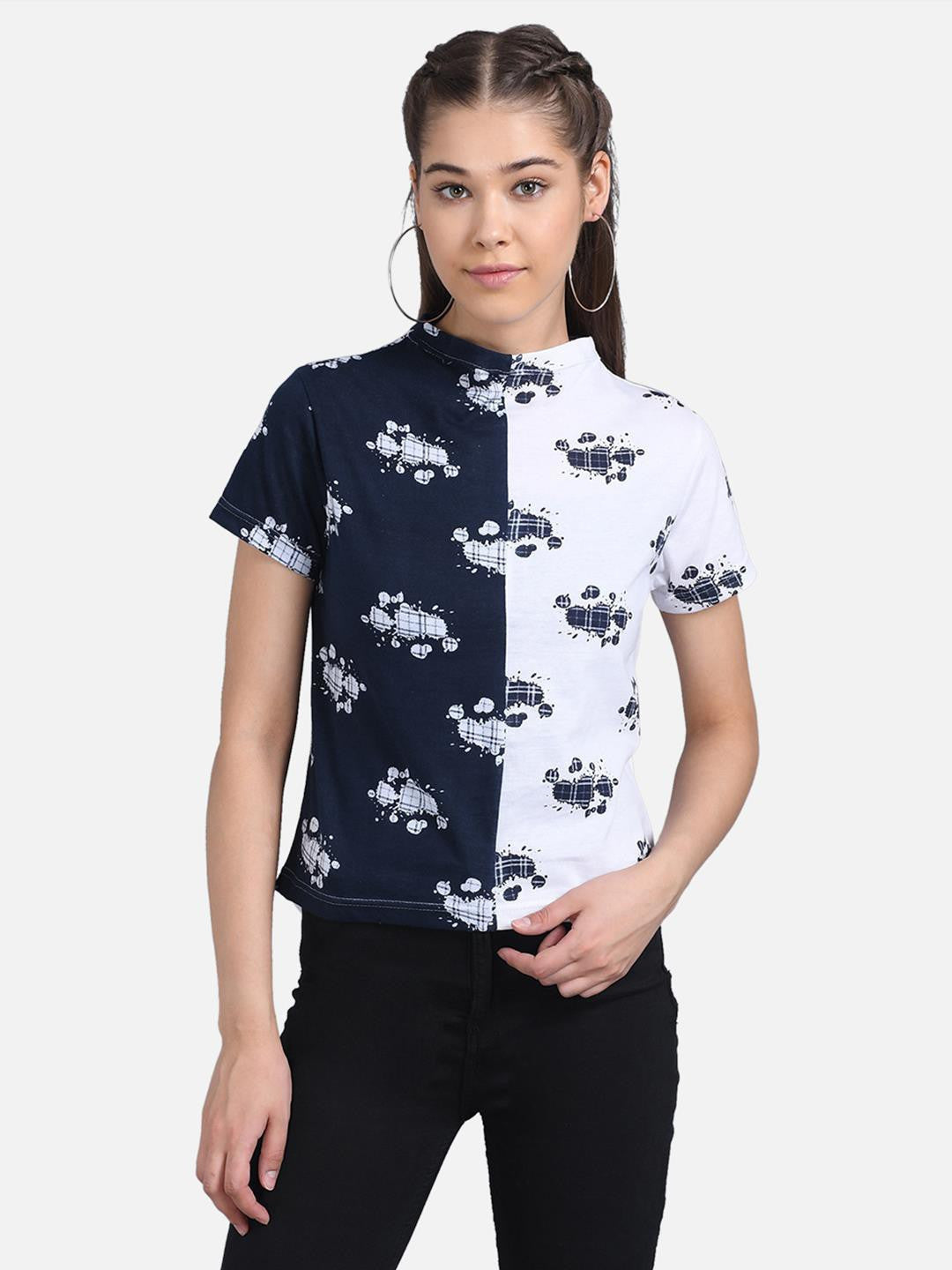 KOTTY Casual Half Sleeve Printed Women Multicolor Top