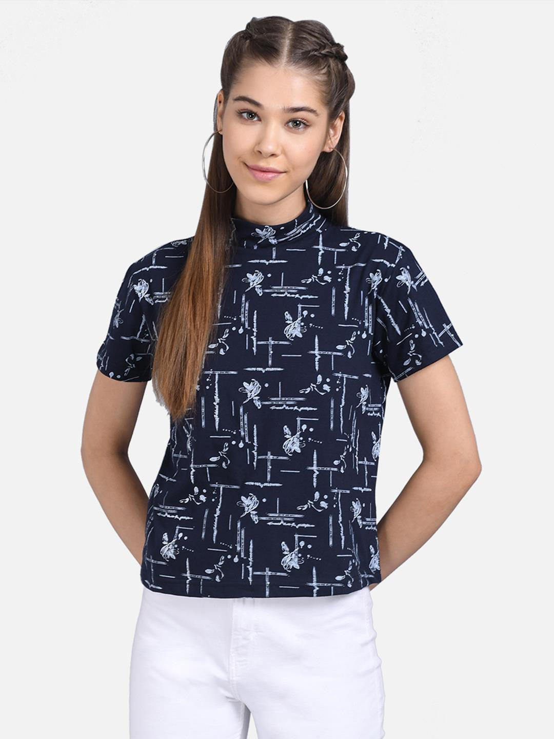 KOTTY Casual Half Sleeve Printed Women Multicolor Top