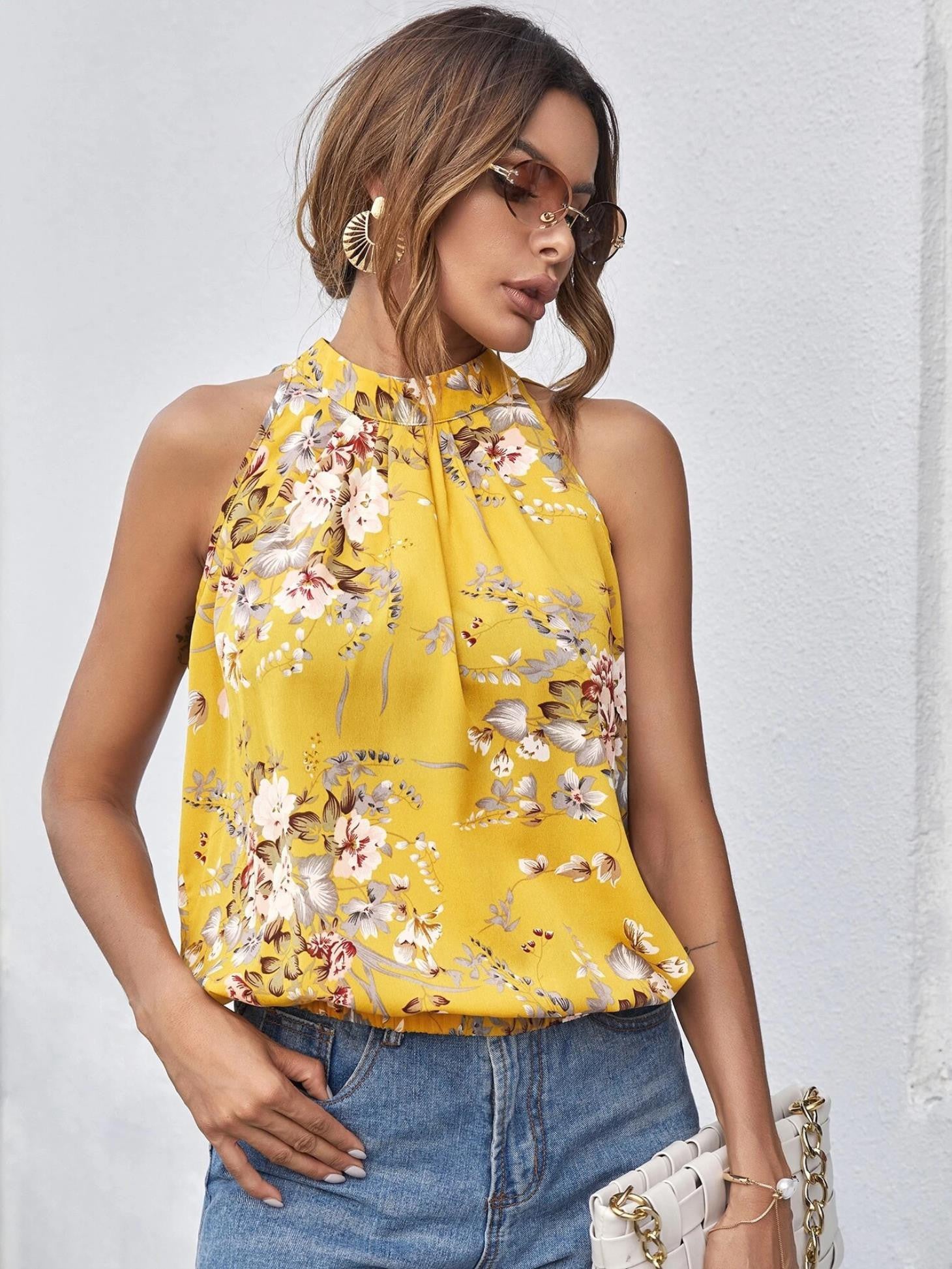 KOTTY Casual Printed Women Yellow Top