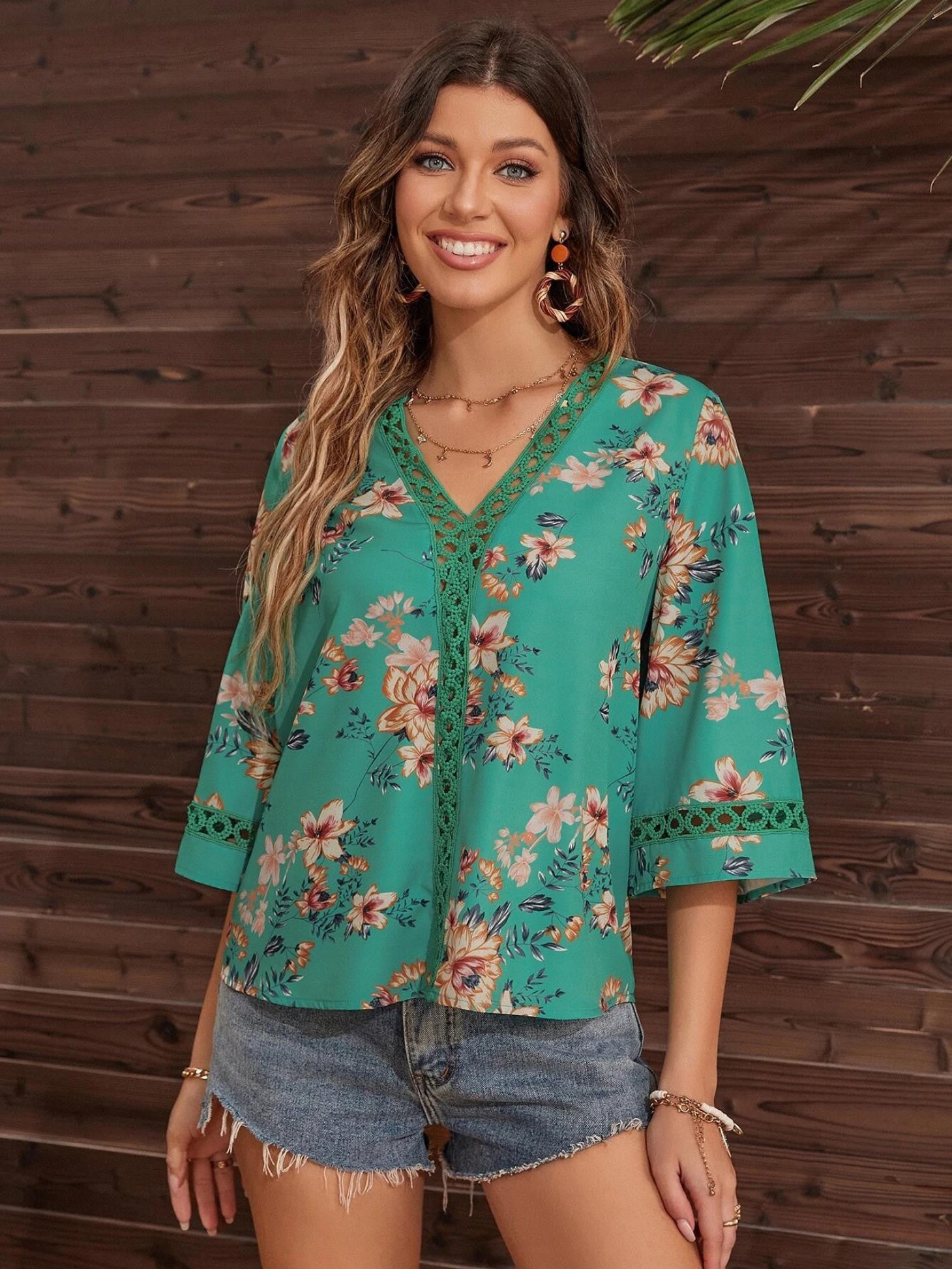 KOTTY Casual Floral Print Women Green Top
