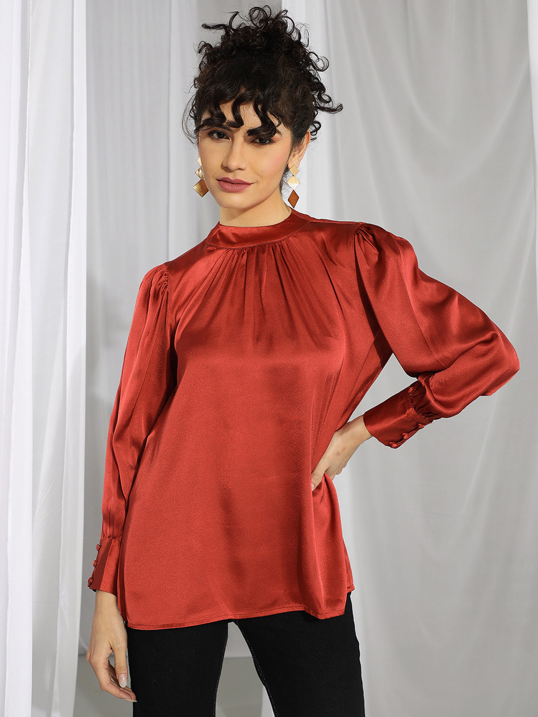 KOTTY Casual Solid Women Brown Top