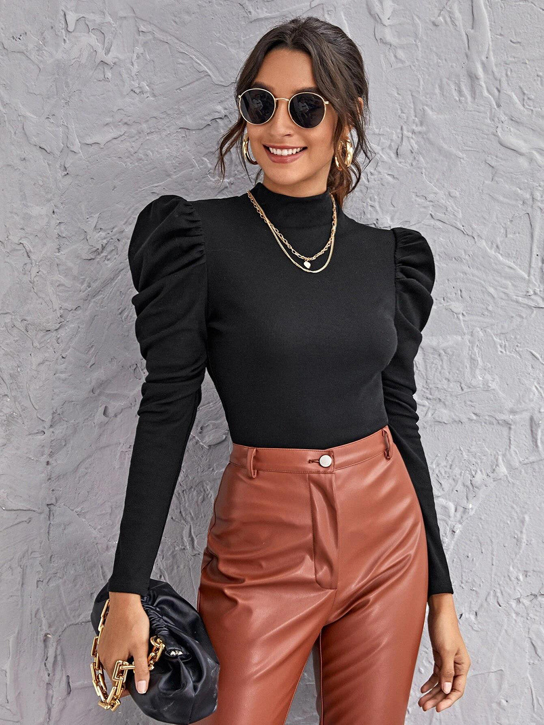 KOTTY Casual Solid Women Black Top