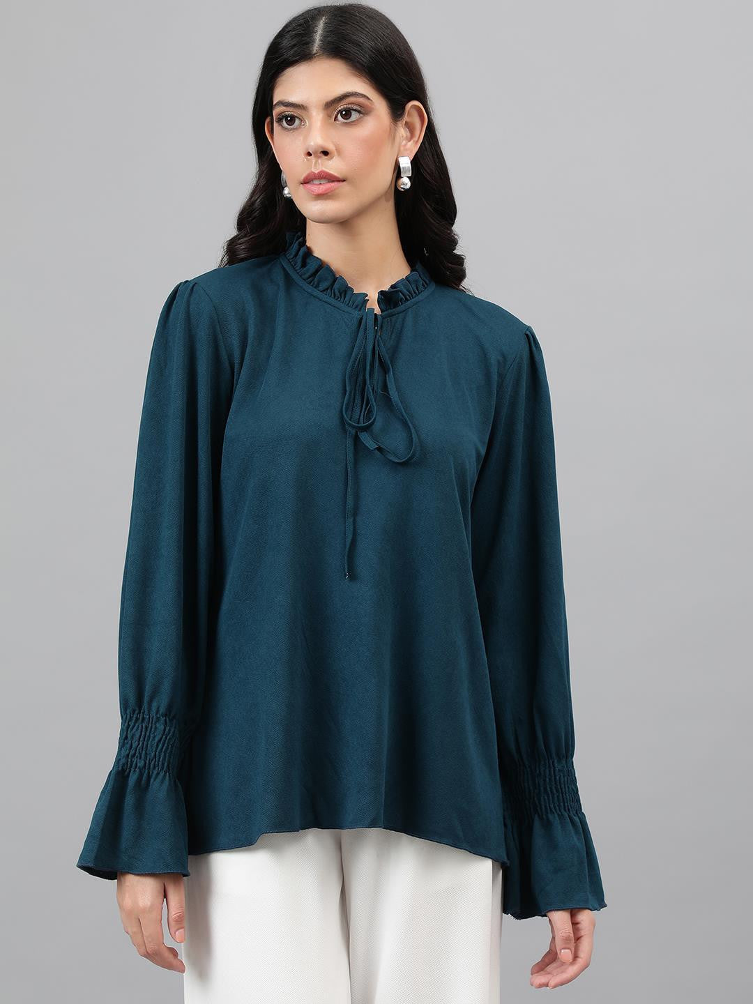 KOTTY Casual Solid Women Dark Blue Top