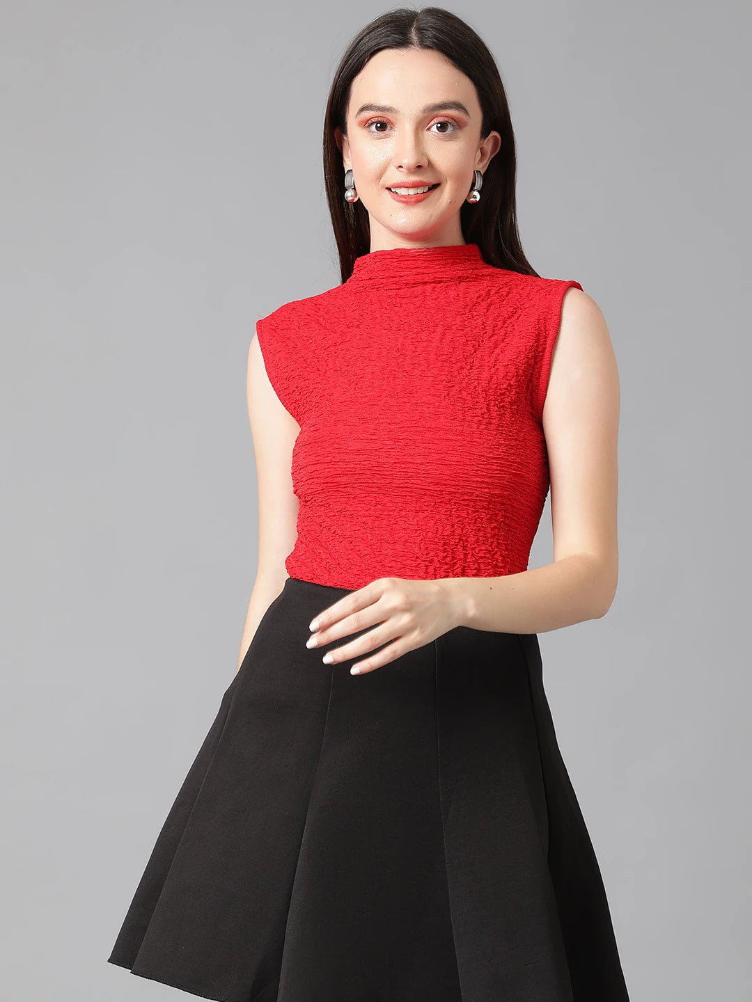 KOTTY Casual Solid Women Red Top