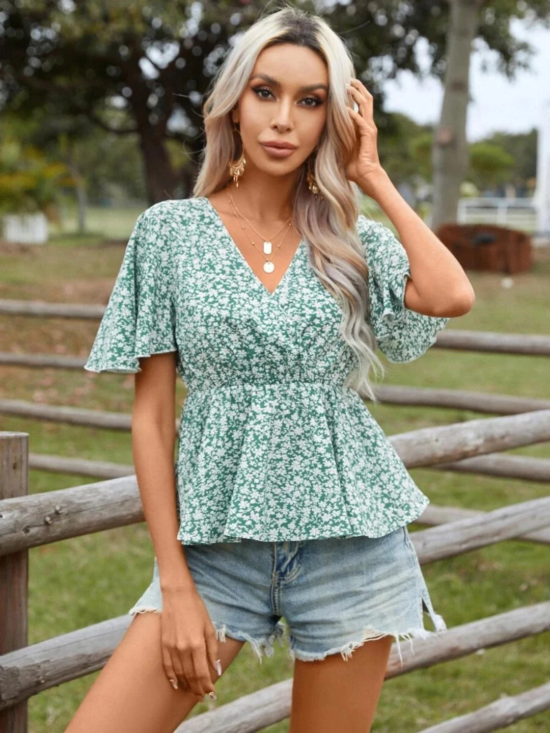 KOTTY Casual Printed Women Green, White Top