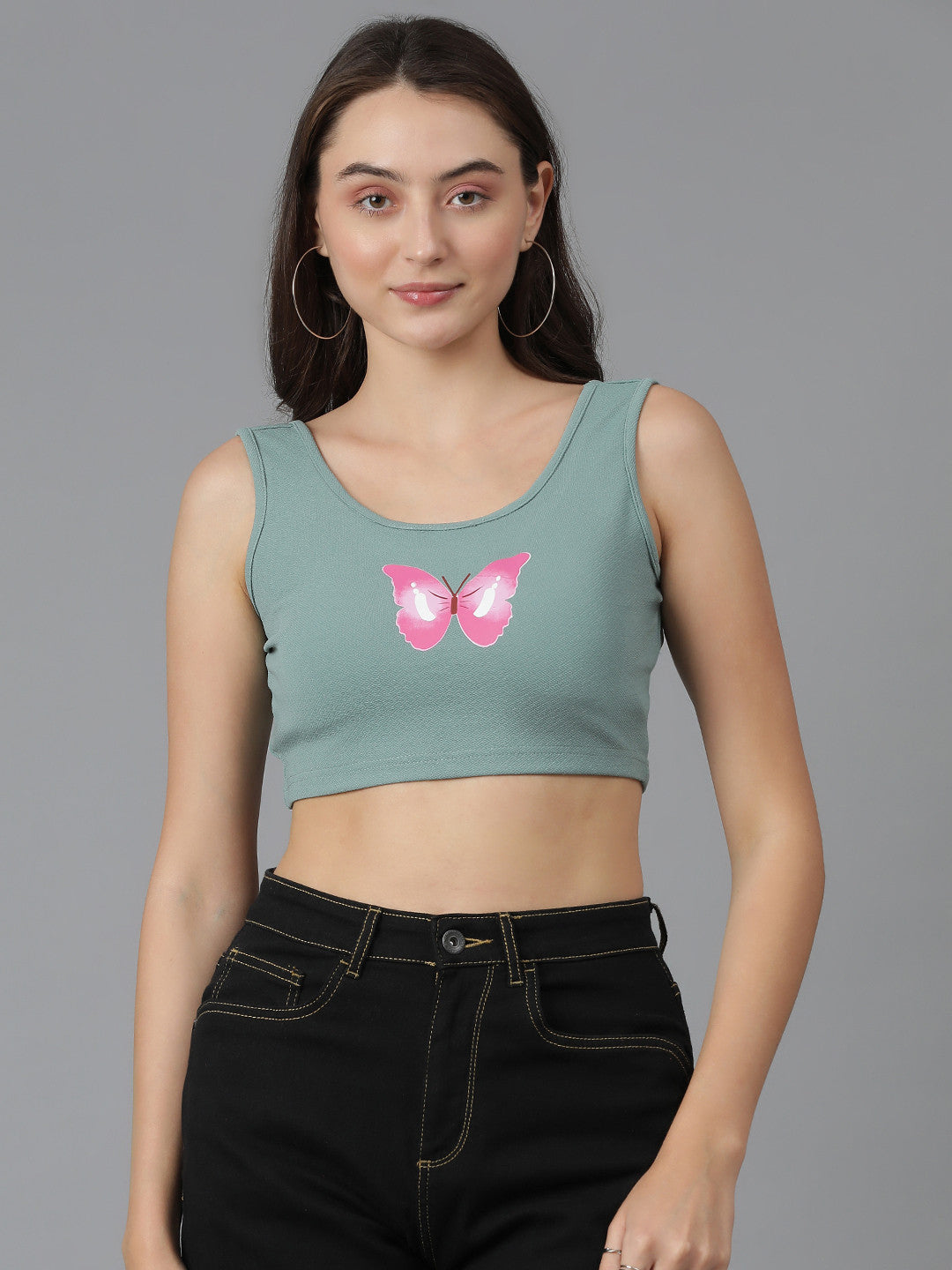 KOTTY Casual Printed Women Grey Top